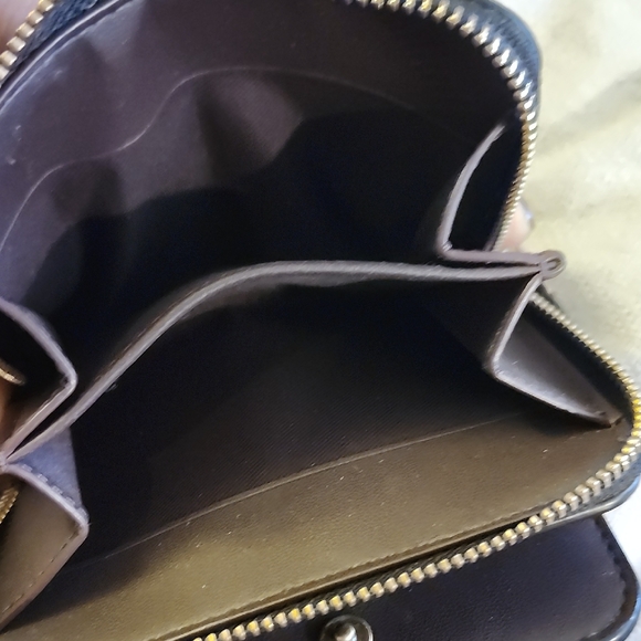 Coach Black Pebbled Leather Zip-Around Wallet with Gold Tone Logo - Picture 3 of 5